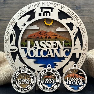 Lassen Volcanic National Park Ornaments | Handcrafted | Wooden | Laser-Cut | Gift