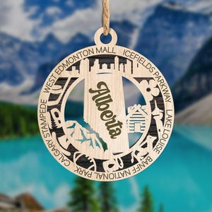 ALBERTA Canadian Province Ornament | Handcrafted | Wooden | Laser-Cut | Gift