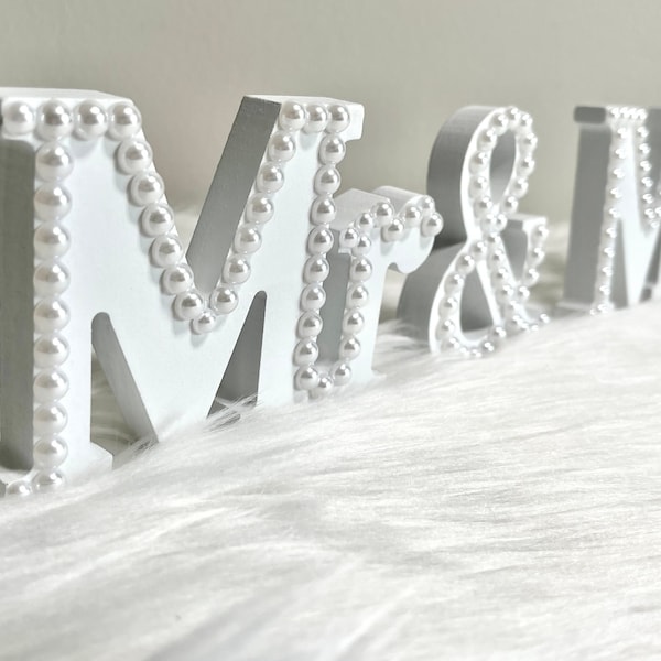 Mr and Mrs Wedding Sign Head Table Centerpiece Sweetheart Table Decoration Mr and Mrs Signs Wood Standing Letters Decor Gift for Couples