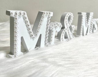 Mr and Mrs Wedding Sign Head Table Centerpiece Sweetheart Table Decoration Mr and Mrs Signs Wood Standing Letters Decor Gift for Couples