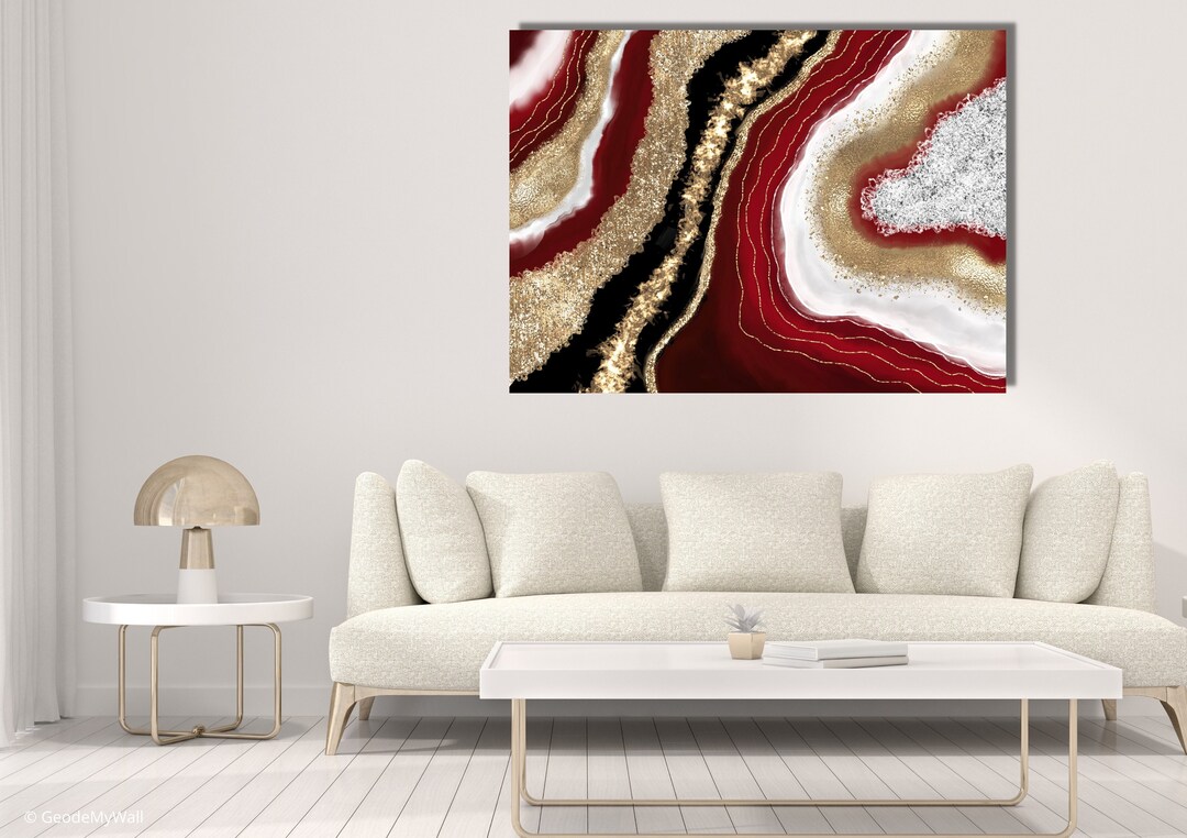 Red and Gold Wall Art Red Wall Print Digital Wall Art Red Etsy