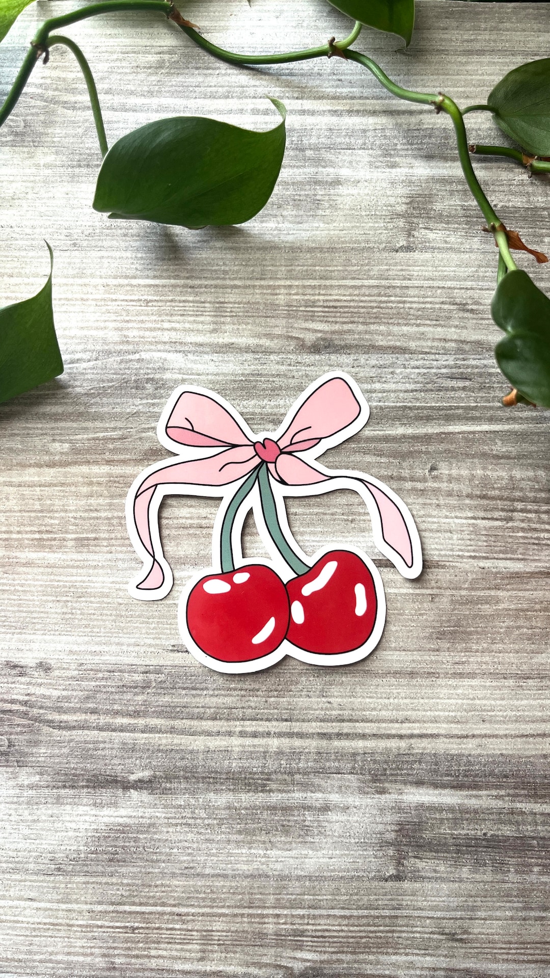Cherry Bow Coquette Inspired Vinyl Sticker - Etsy