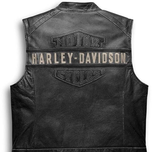 Harley HD Men’s Passing Link Leather Biker Vest – Davidson Motorcycle Road Warrior Biker vest Vest for men's Harley biker vest Gift for him