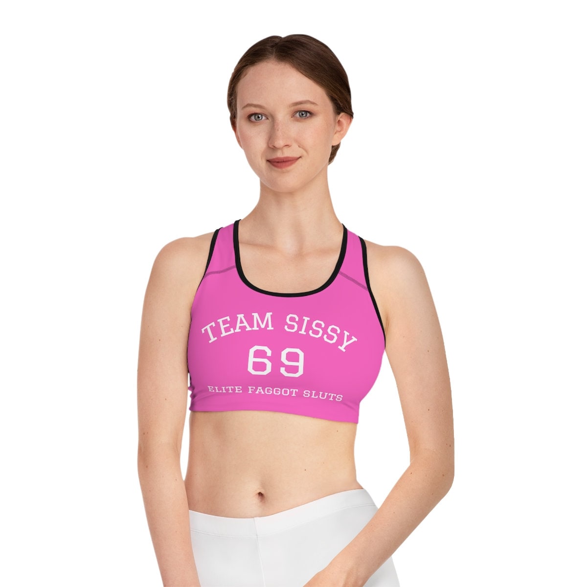 Team Sissy College Style White Sports Bra Pink -  Norway