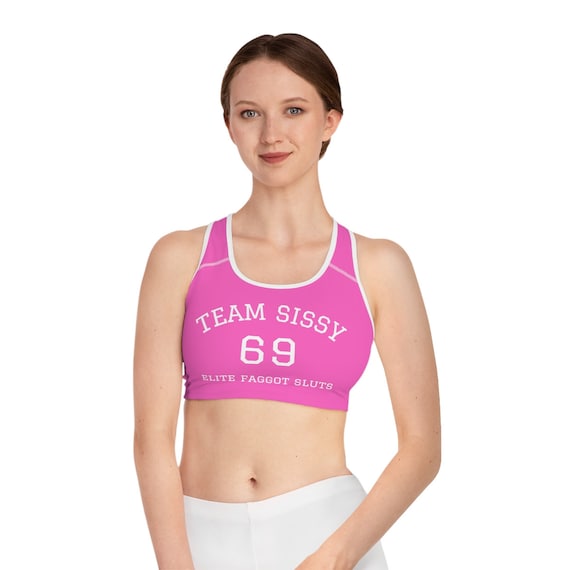 Team Sissy College Style White Sports Bra Pink -  Canada
