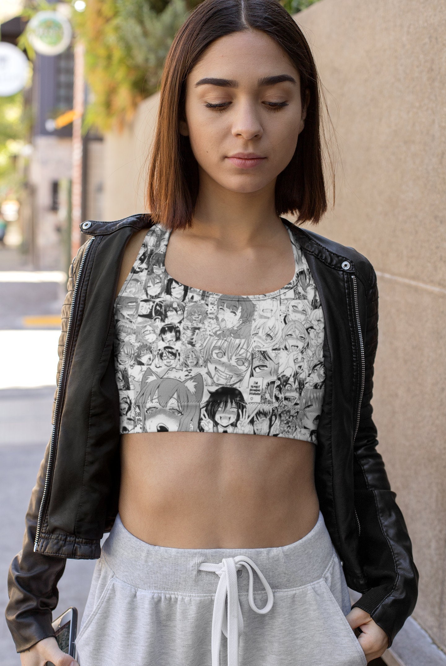 Ahegao Collage Hentai Femboy Sissy Girl Sports Bra Etsy UK