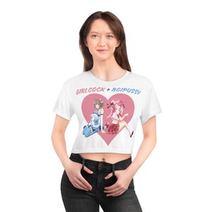 Girlcock + Boipussy Astolfo + Felix Femboy + Love - Crop Tee White/Black