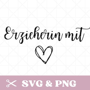Fichier traceur éducateur avec cœur en SVG & PNG allemand pour cadeaux idée cadeau