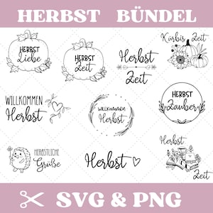 プロッター ファイルの秋のことわざ SVG と PNG、バンドル、バンドル ドイツ語