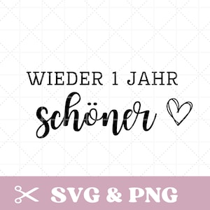 Archivo de trazador cumpleaños 1 año más hermoso en SVG & PNG descarga digital alemán