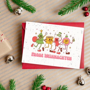 Christmas postcard, printable greeting card, retro card, digital download, PDF & PNG