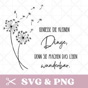 Plotterdatei Pusteblume mit Spruch in SVG & PNG
