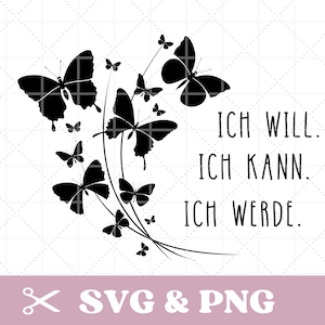 Plik plotera z napisami w formacie SVG i PNG, motylami, powiedzeniami motywacyjnymi, cytatami