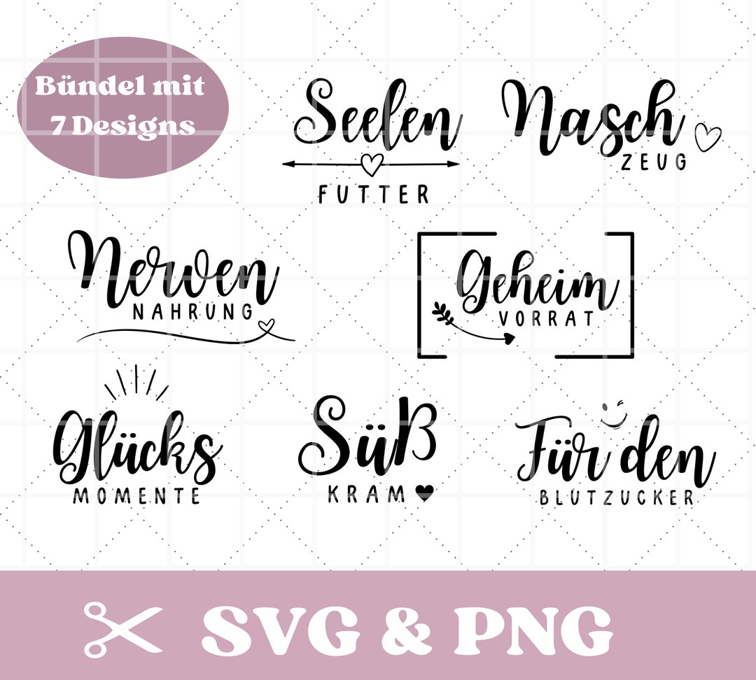 Plotterdatei Sprüche SVG & PNG, Süßigkeiten, Vorratsdosen