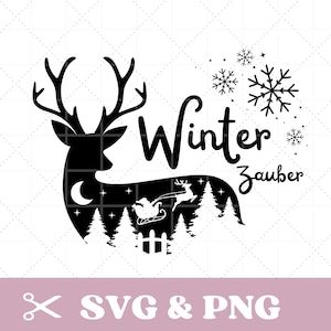 Plotterdatei Winter SVG & PNG, Winterzauber, Weihnachten, Schnee, Elch, SVG Datei, digitale Datei