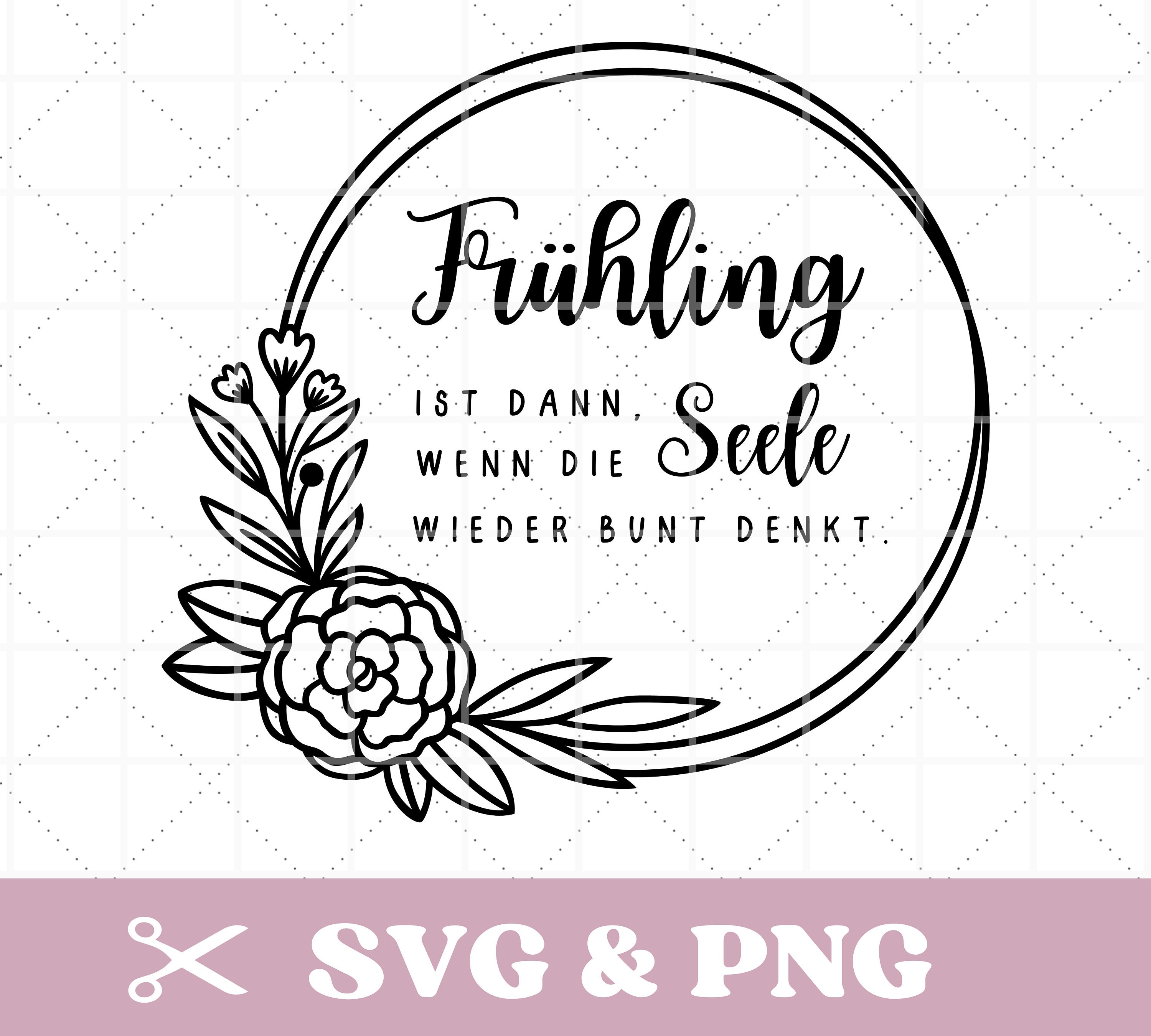 Plotter File Spring Saying in SVG and PNG, With Flower Frame, Roses ...