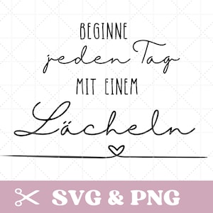 File plotter che dice in SVG e PNG, motivazionale, con il cuore, "Inizia ogni giorno con un sorriso"