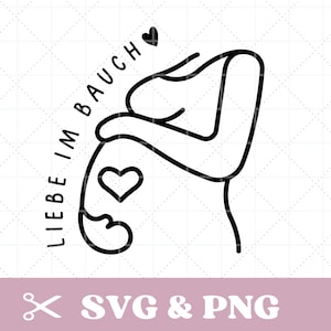Fichier traceur Amour dans le ventre, grossesse SVG, bébé, femme enceinte avec coeur, annonce de grossesse, naissance, nouveau-né, maman