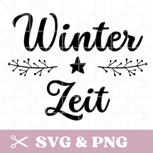 Plotterbestand met de tekst winter, wintertijd SVG & PNG, met ster