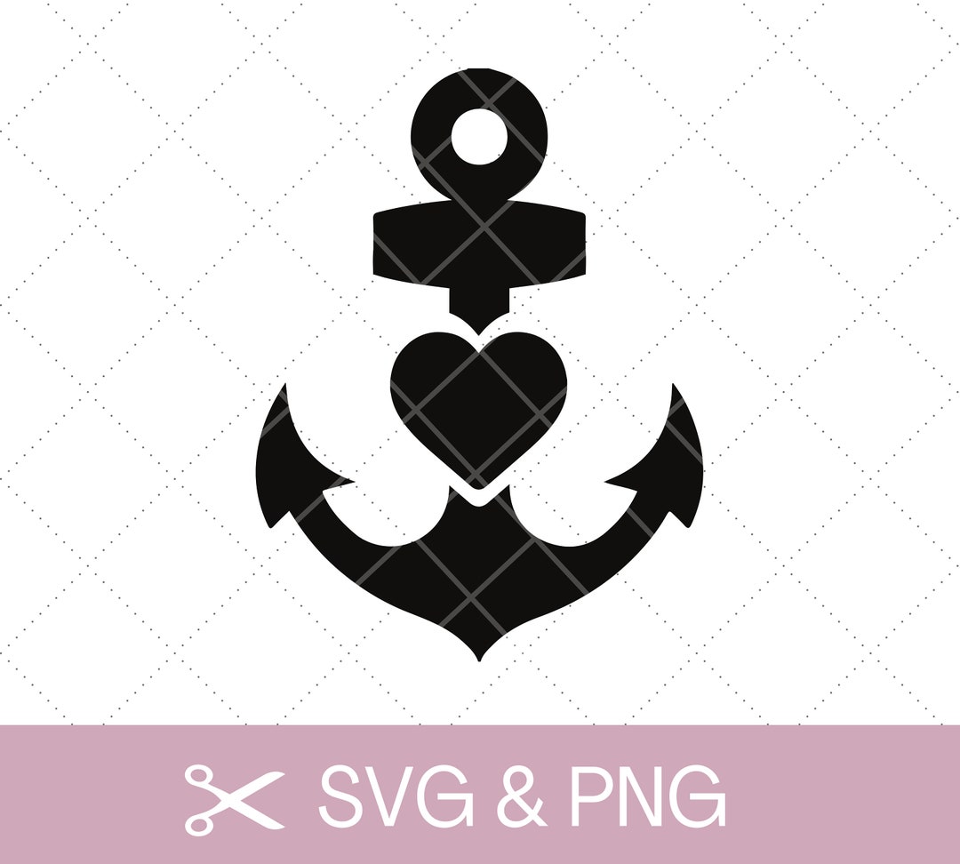 Plotterdatei Anker mit Herz SVG PNG, maritime Design, Cricut Vorlage