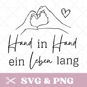 Plotterdatei Spruch in SVG & PNG, Liebe, Beste Freundin, Hand in Hand Spruch, mit Herz