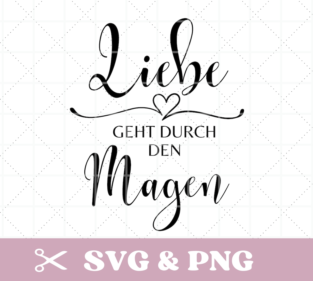 Plotterdatei Spruch in SVG & PNG, Liebe geht durch den Magen, Küche