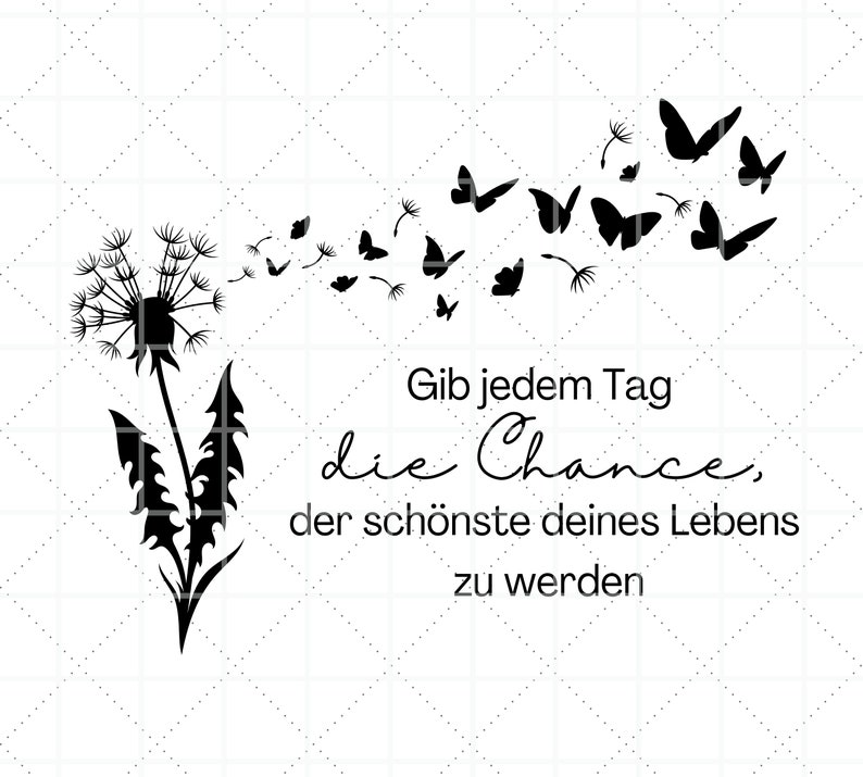 Plotterdatei Pusteblume mit Spruch in PNG, motivierende Sprüche Etsy.de