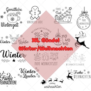 Christmas SVG & PNG Winter Plotter File Laser File Merry Christmas Snowflake Deer Winter Magic Christmas Ball German Digital File