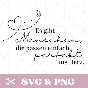 Archivo de trazador me encanta decir SVG & PNG, Hay personas que encajan perfectamente en tu corazón, archivo digital, alemán