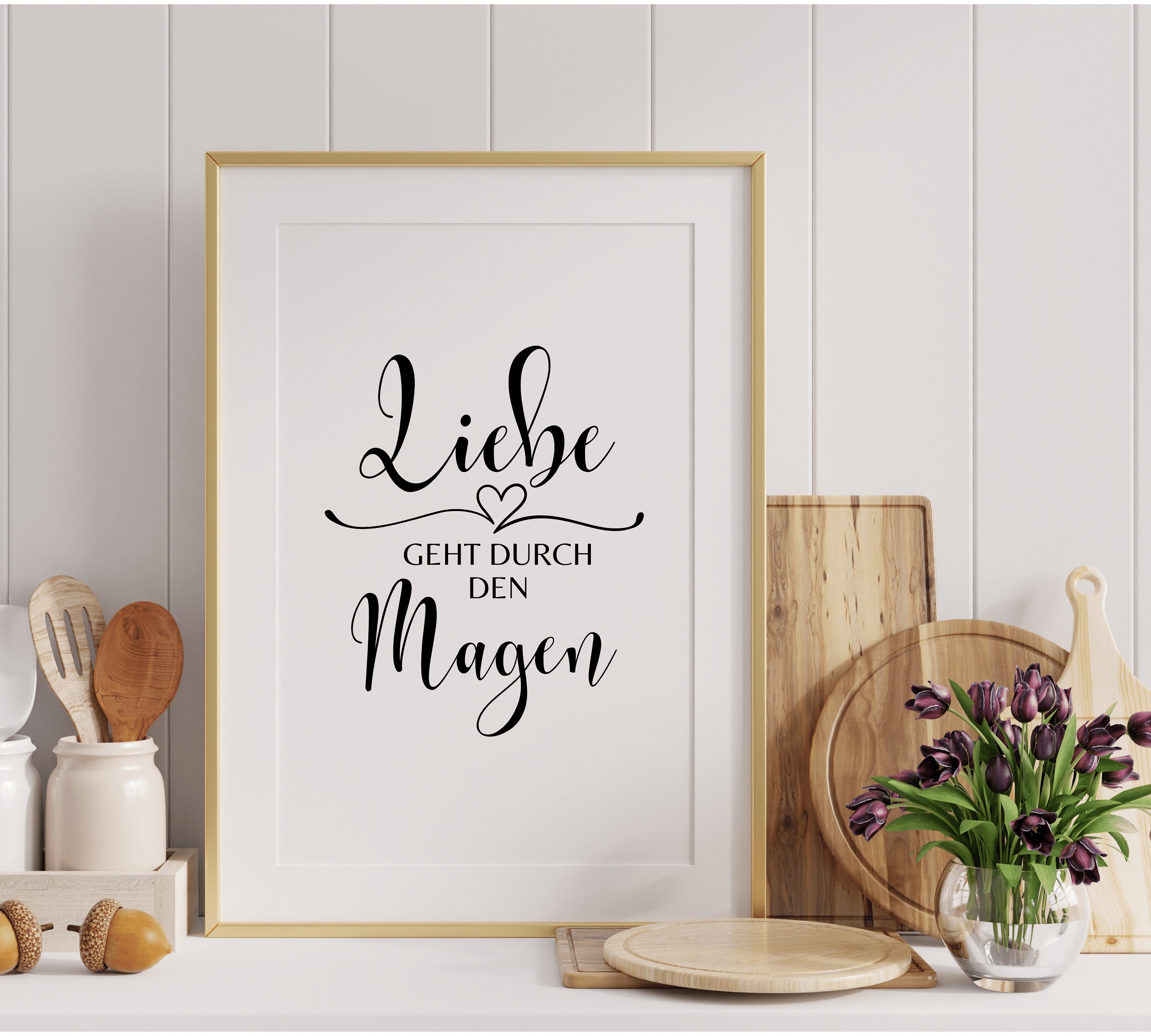 Plotterdatei Spruch in SVG & PNG, Liebe geht durch den Magen, Küche