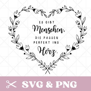 Plotterdatei Herz mit Spruch SVG & PNG, Rahmen, Blumen, Freundin, Beste freundin, Mama, Lieblingsmensch, digital download, deutsch
