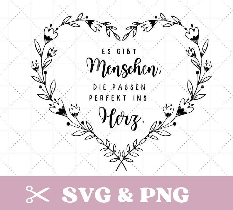 Plotterdatei Herz mit Spruch SVG & PNG Rahmen Blumen Etsy.de