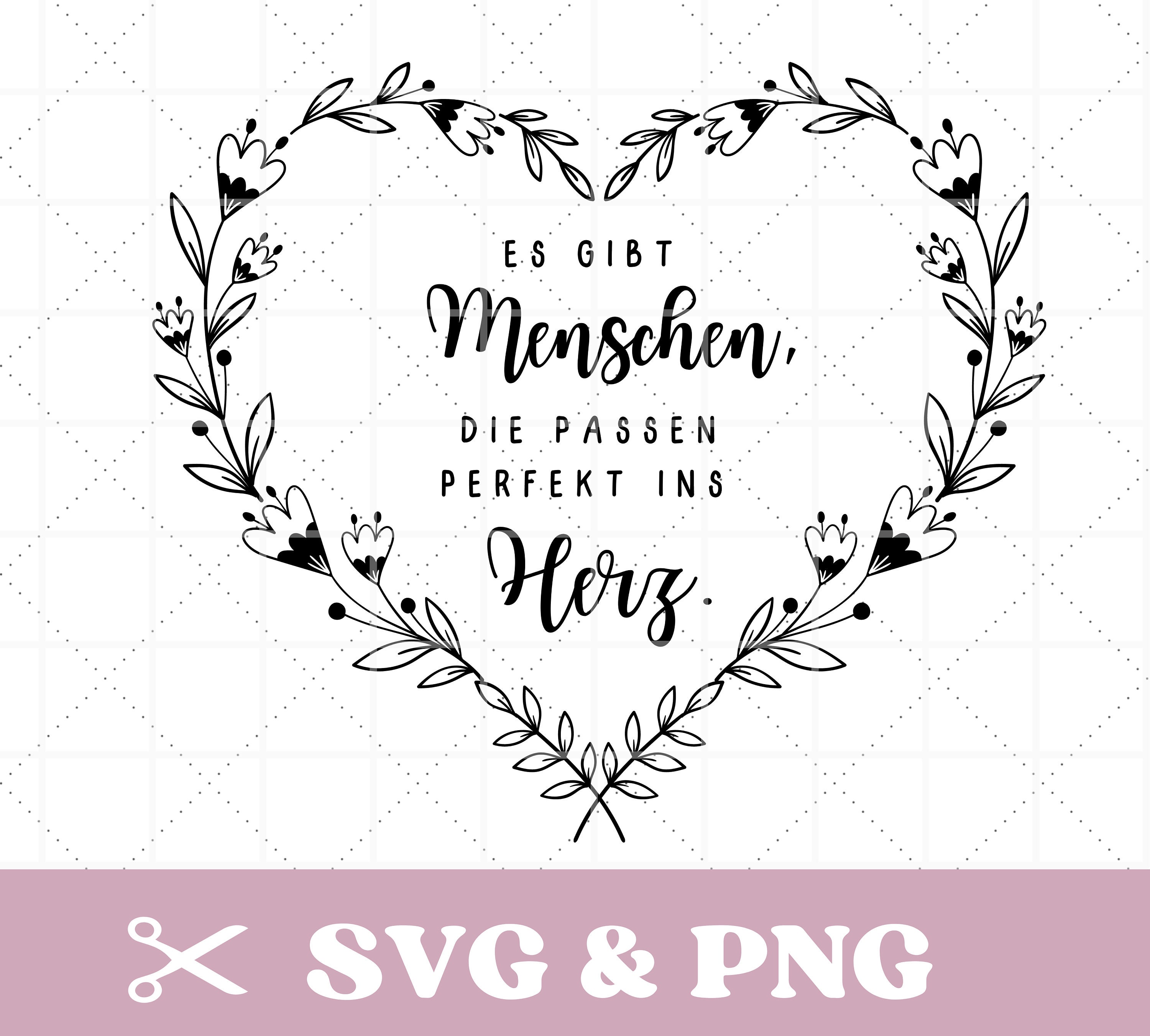 Plotterdatei Herz mit Spruch SVG & PNG Rahmen Blumen Etsy.de