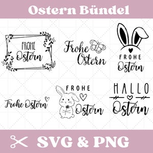 Plotter file Easter SVG & PNG, Happy Easter, bunny, Easter bunny, German, spring, bundle, 6 files