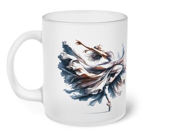 Diseño de bailarina / Taza de vidrio esmerilado / 11oz / Taza de bailarina / Regalo de bienvenida