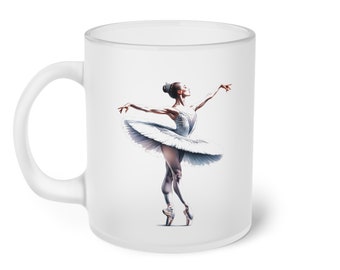 Diseño de bailarina / Taza de vidrio esmerilado / 11oz / Taza de bailarina / Regalo de bienvenida