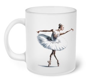 Diseño de bailarina / Taza de vidrio esmerilado / 11oz / Taza de bailarina / Regalo de bienvenida