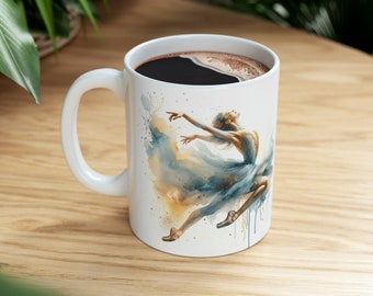 Elegante Ballerina-weiße Keramiktasse | 11oz Ballett-Themed Kaffee & Teetasse #1