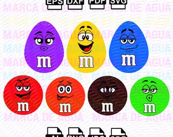 M&M clipart svg, M and M clipart, candy faces with "m" SVG digital cut file, lower case m candy faces svg, M and M Cricut Vector Bundle svg