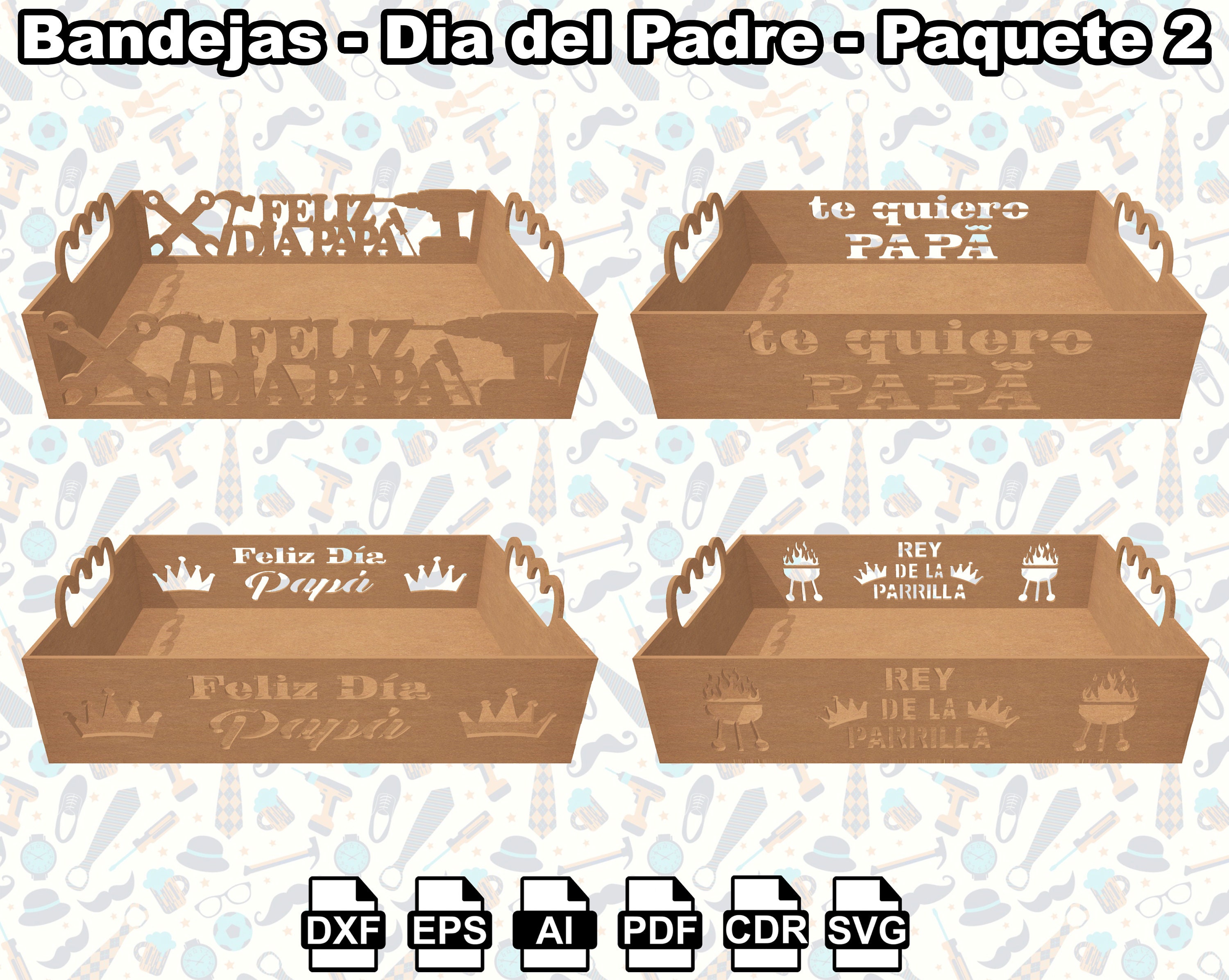 10 Bandejas de madera para Dia del Padre pack 2, bandejas ...