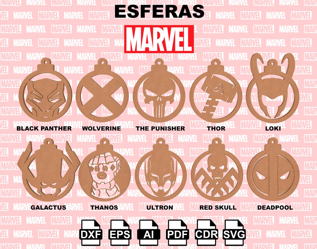 30 Avengers Spheres, Marvels Superhero Clipart, Christmas Ornaments SVG Laser Cut Files