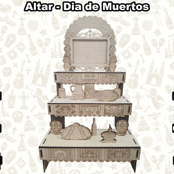 altar de muertos, day of the dead svg, dia de muertos mexico, day of the dead Laser cut, ofrenda svg, memorial kit, nicho altar de muertos