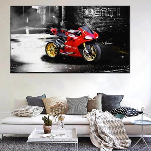 more-vapez Art Picture - 60 x 80 cm without frame - Superbike Ducati 1199 1299 Motorcycle Picture Canvas Poster Prints