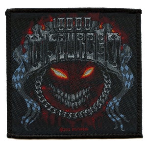 Disturbed chrome smiley patch band logo flames sew on EH5