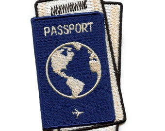 Paspoort met vliegticketpatch Vliegtuigreiswereld Geborduurd ijzer op AB6