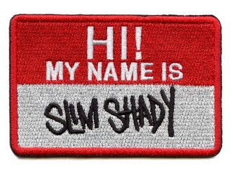 Slim Shady Name Badge Patch Eminem Rapper Album Embroidered Iron On BC2