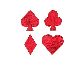 Playing cards red suits set patch gamble embroidered iron on ab5