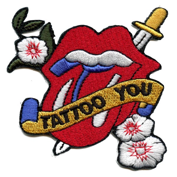 Rolling Stones Tattoo You Patch Tongue Flower Dagger Embroidered Iron On CH3