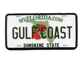 Florida state license plate patch gulf coast sunshine embroidered iron on bb7