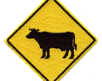 Cow crossing patch road badge embroidered iron on bf3